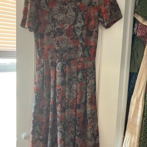 LuLaRoe Red and Black Floral Midi Dress